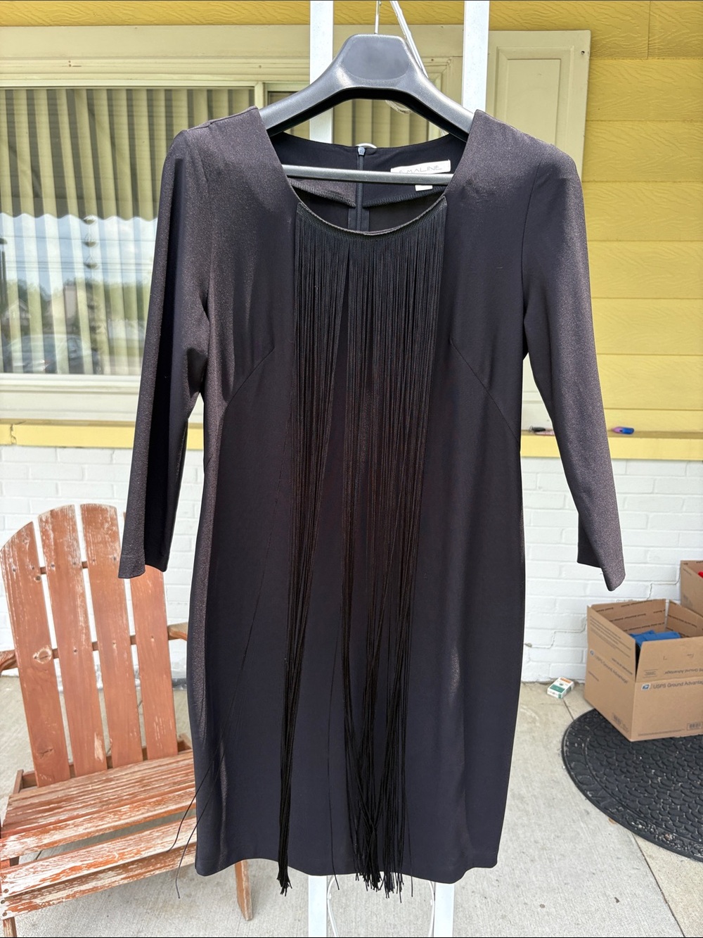Black Fringe-Front Women's Dress - Brand:Emaline